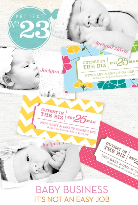 Birth announcements chevron polka dots floral business cards